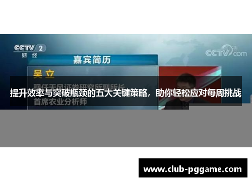 提升效率与突破瓶颈的五大关键策略，助你轻松应对每周挑战